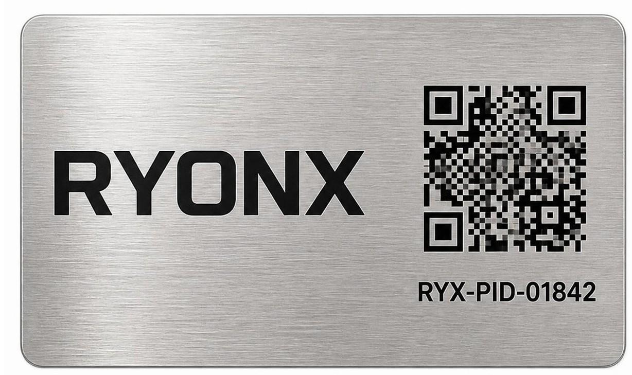 Physical RYONX QR digital passport